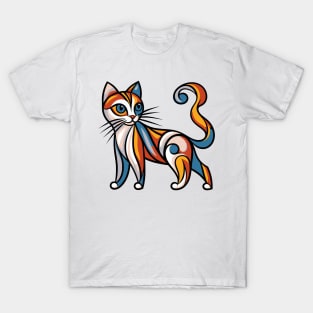 Pop art cat illustration. cubism cat illustration T-Shirt